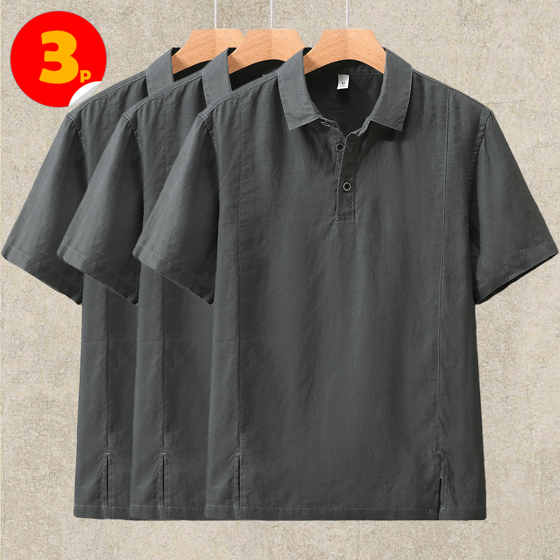 3-Pack Linen Polo Shirt Short Sleeve