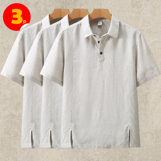 3-Pack Linen Polo Shirt Short Sleeve