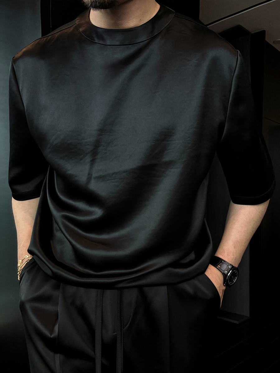 Silky, Comfortable, Simple Solid Color Short Sleeves