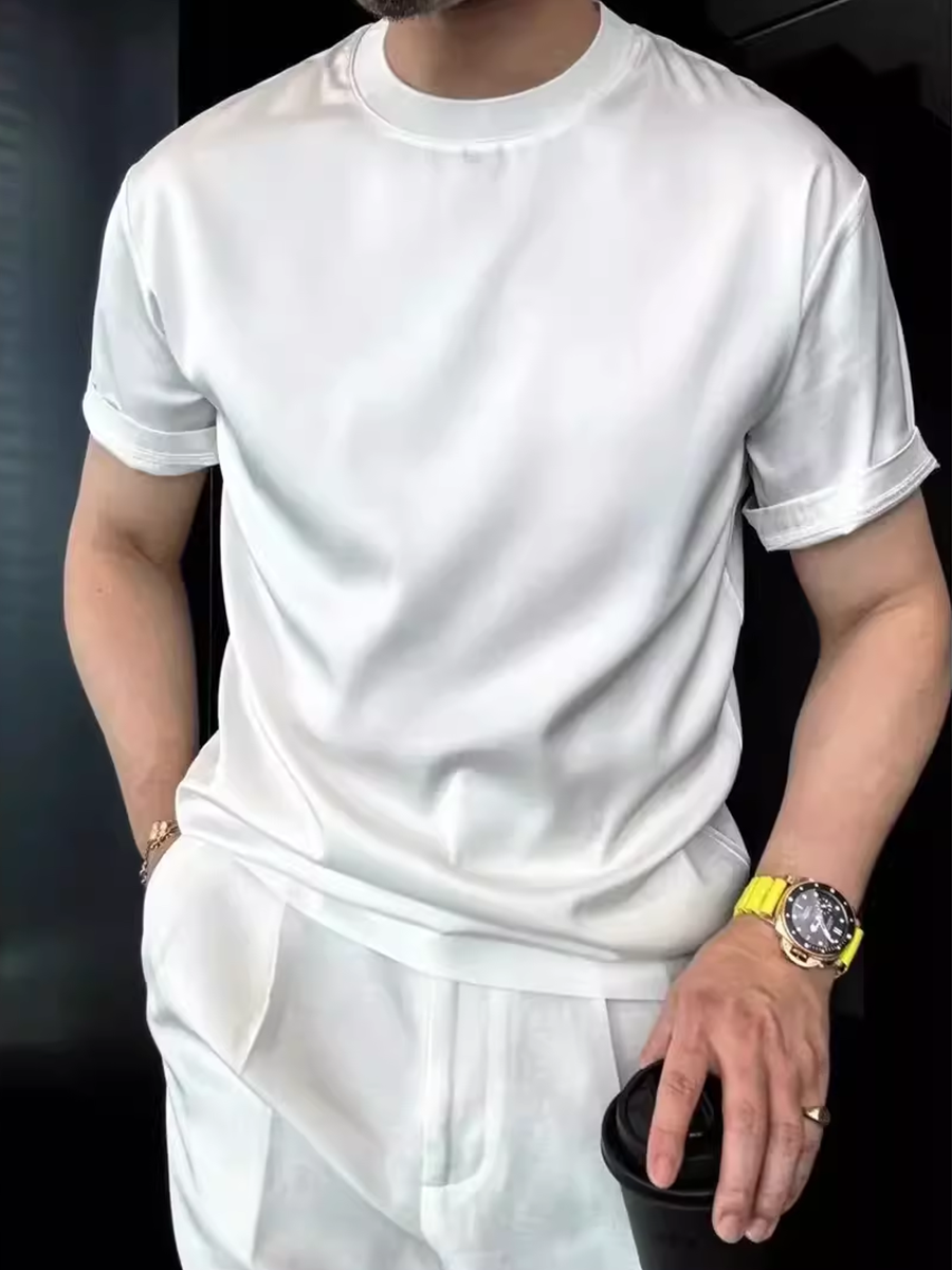 Silky, Comfortable, Simple Solid Color Short Sleeves