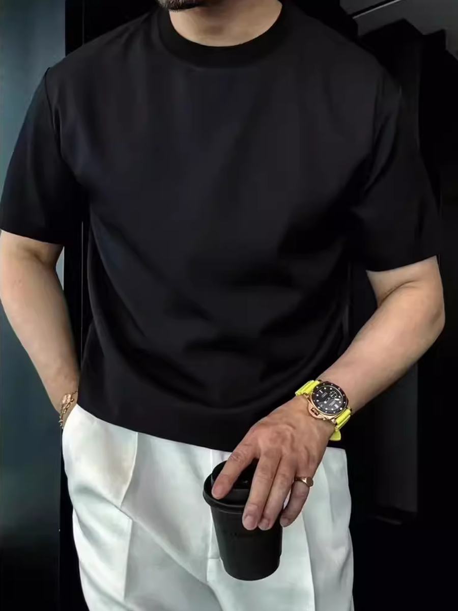 Silky, Comfortable, Simple Solid Color Short Sleeves