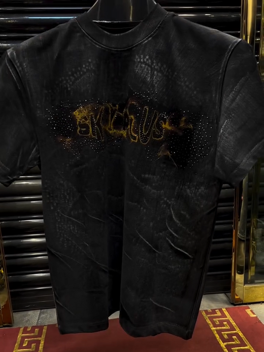 Men's Punk Skull and Serpents Embellished T - Shirt