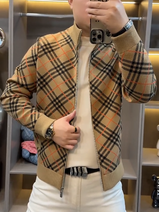 Plaid Stand Collar Versatile Jacket