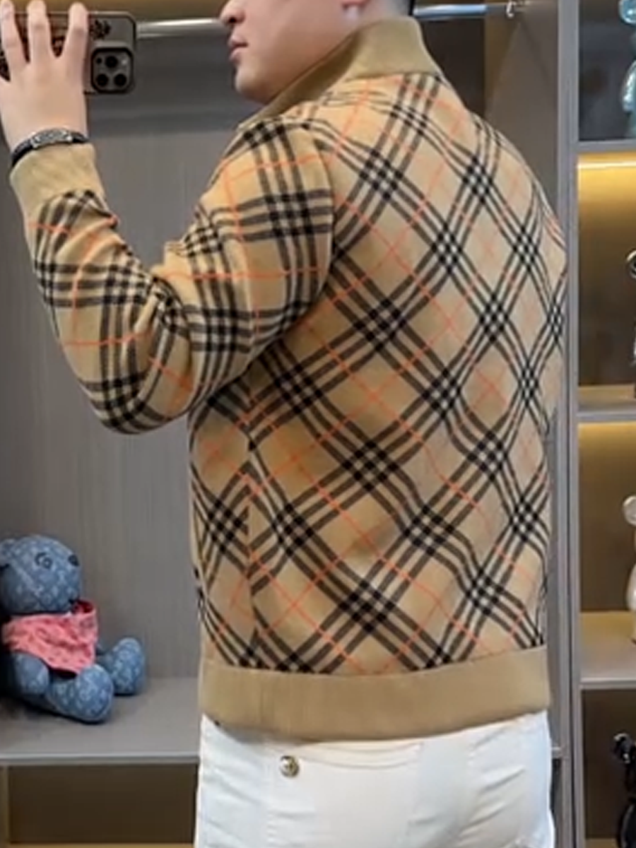 Plaid Stand Collar Versatile Jacket