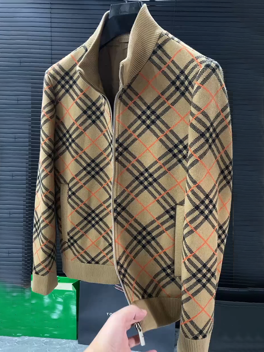 Plaid Stand Collar Versatile Jacket