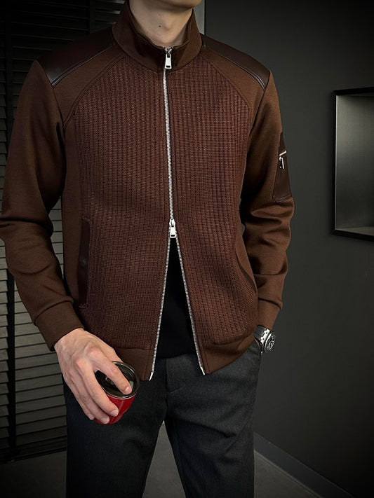 Men's Heavyweight Loose Casual Simple Retro Stand Collar Jacket