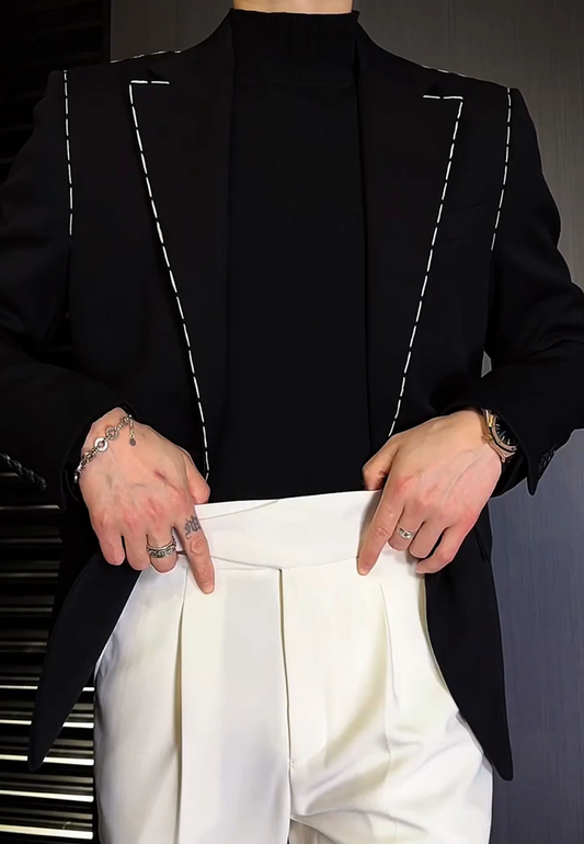 N111703 Men's Line Pattern Casual Short Jacket