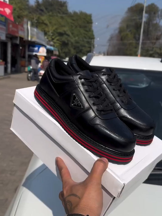 Black Leather Low-Top Sneakers