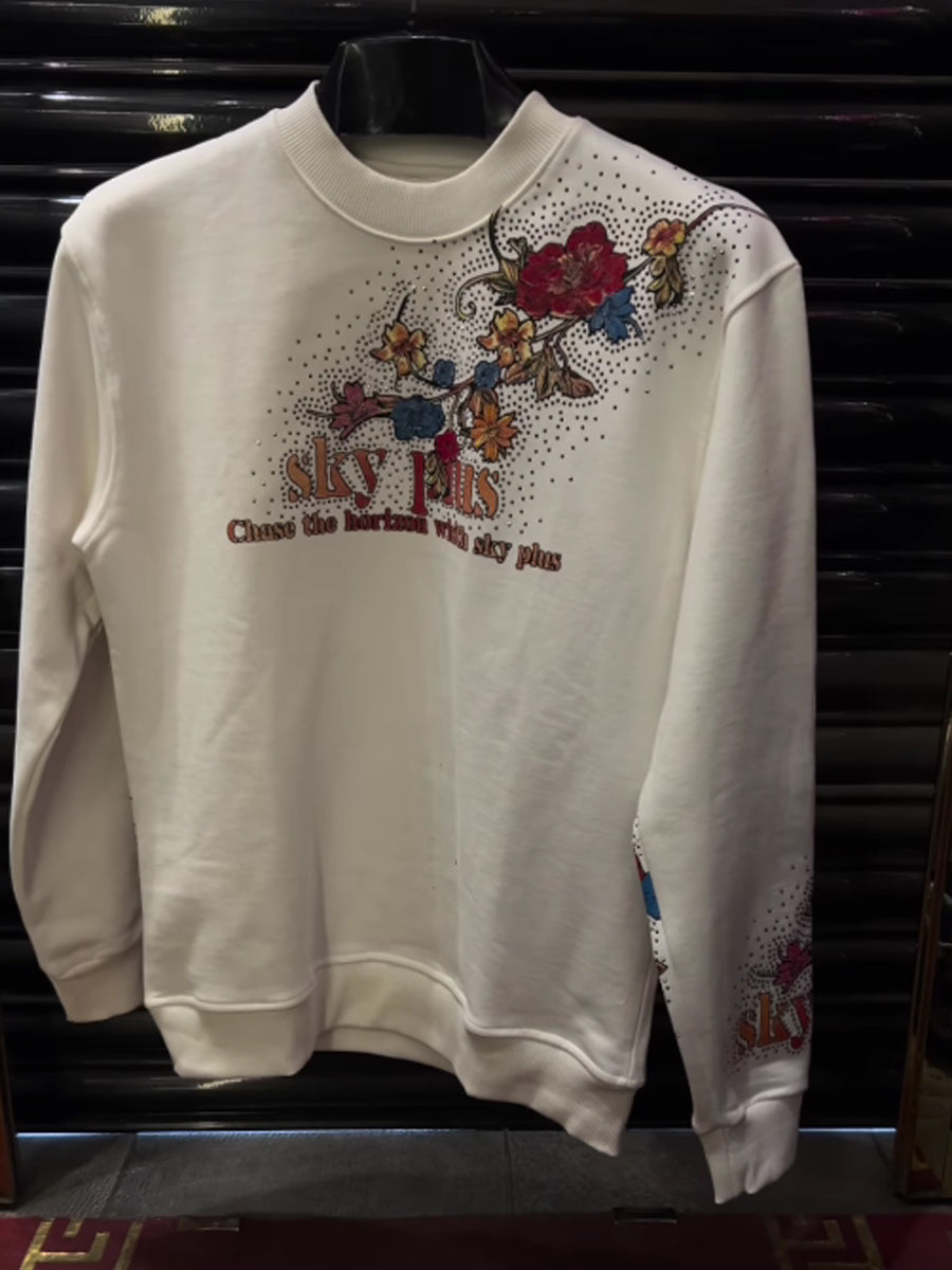 Men's Digital Print Rhinestone Sparkle Sweater