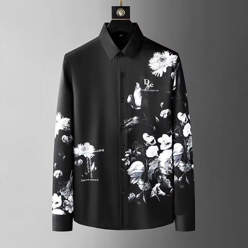 N0702 New ink painting ice silk shirt