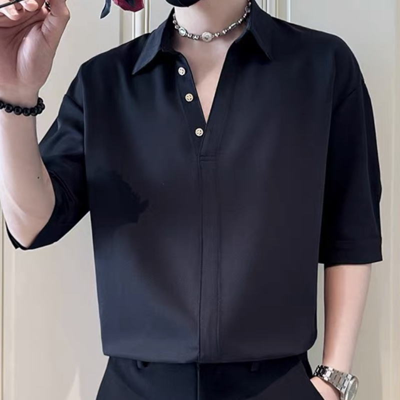 Men's Short-sleeved Trendy Slim-fitting Casual Shirt