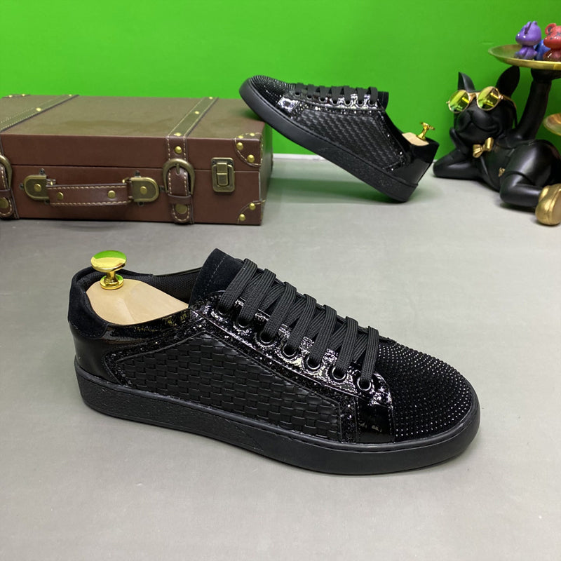 N0527 2024 new style rhinestone woven lace-up casual shoes