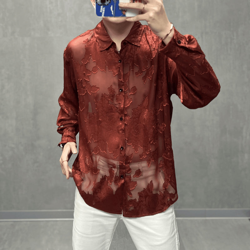 N0614 New summer jacquard sunscreen fashionable versatile shirt