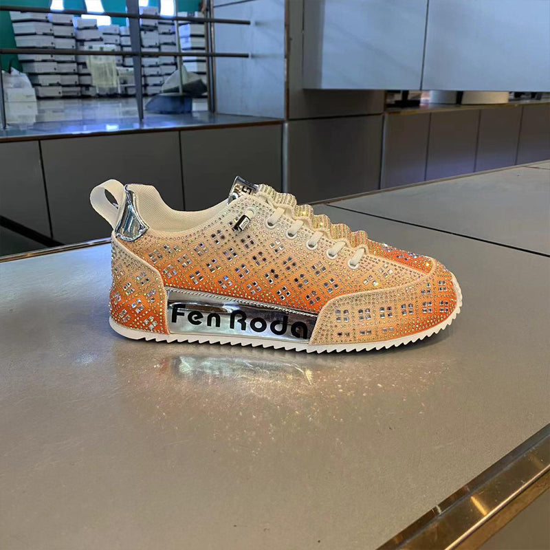 N0522 Summer rhinestone thick sole fashionable gradient men's shoes