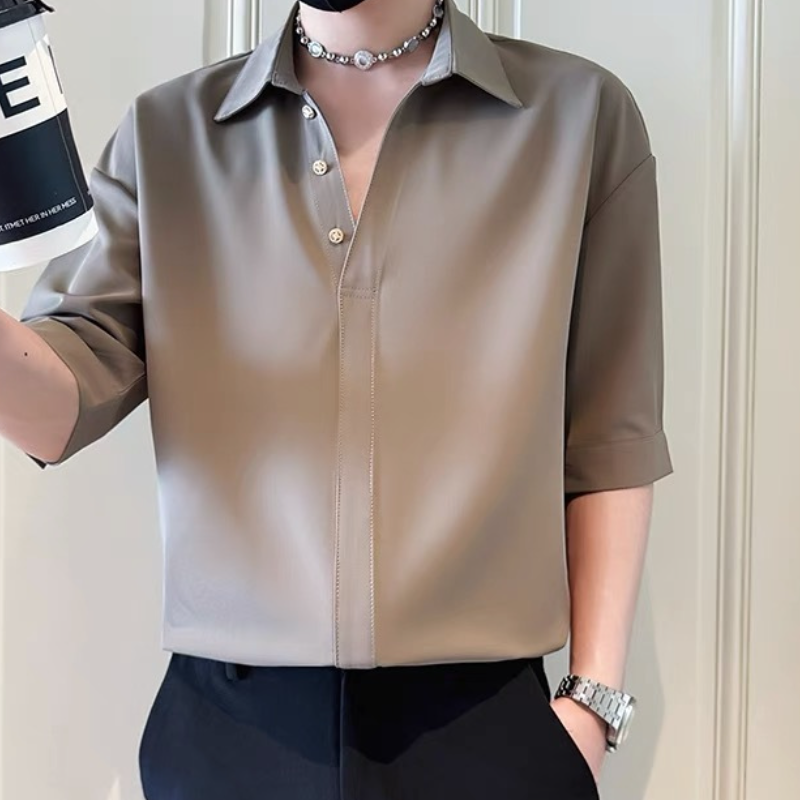 Men's Short-sleeved Trendy Slim-fitting Casual Shirt