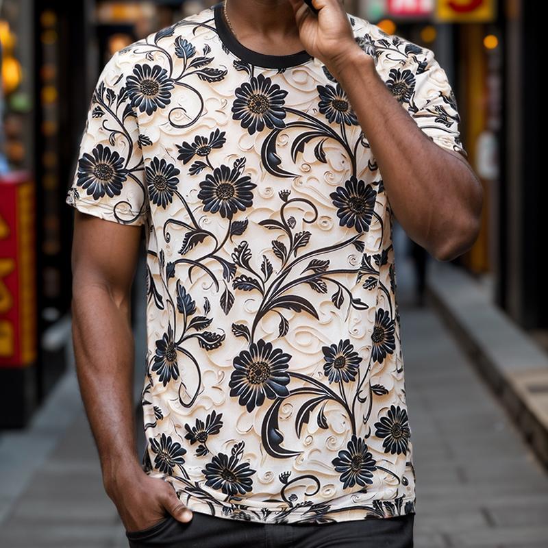N0802 Men's ice silk fashion round neck short sleeves