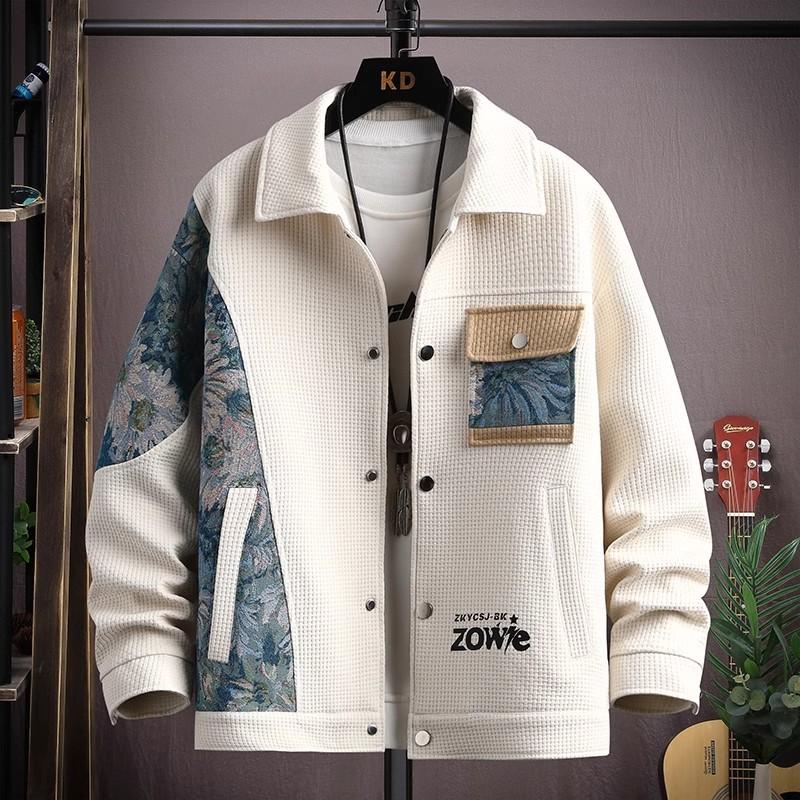 N0114 Men's trendy patchwork contrast color jacket