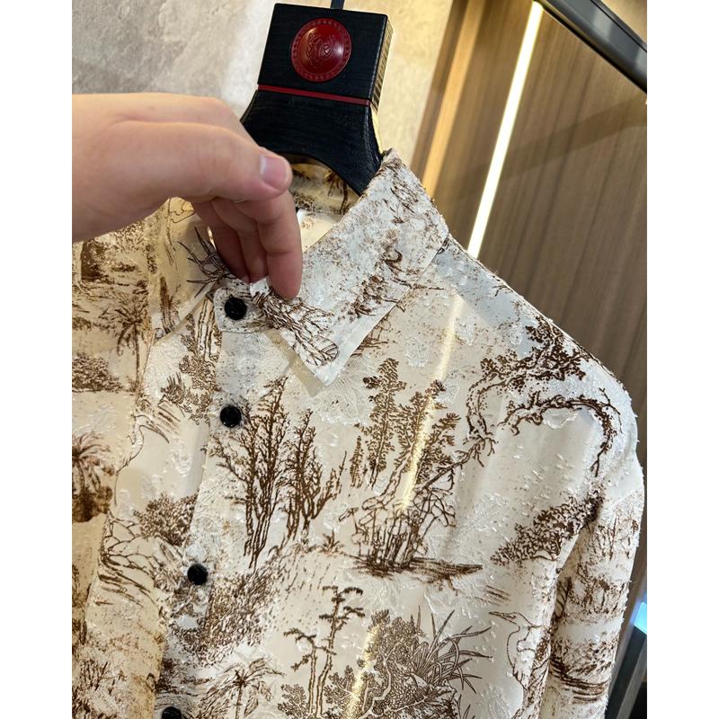 N0715 New style trendy jacquard personalized all-match casual tops for men