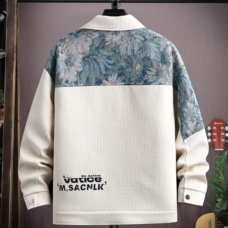 N0114 Men's trendy patchwork contrast color jacket