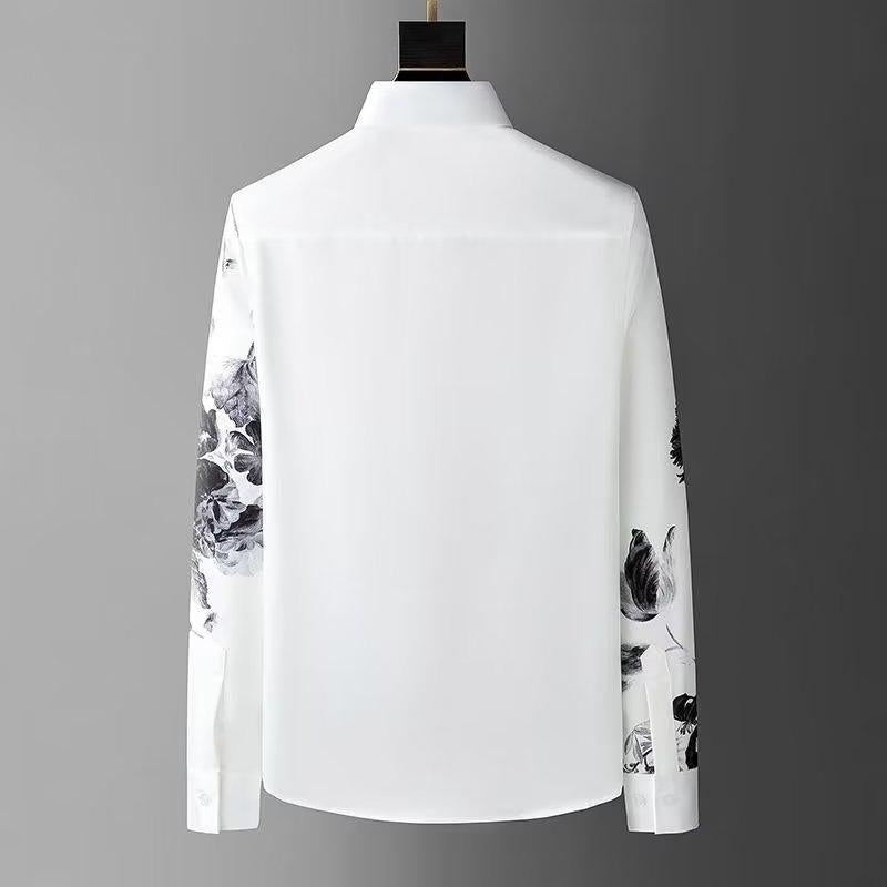 N0702 New ink painting ice silk shirt