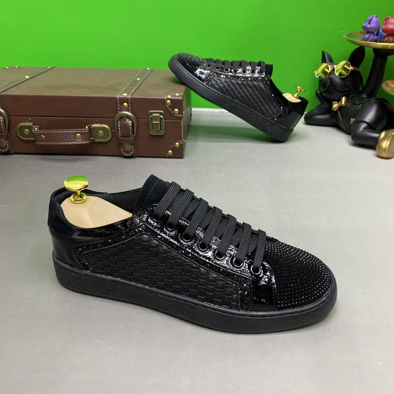 N0527 2024 new style rhinestone woven lace-up casual shoes