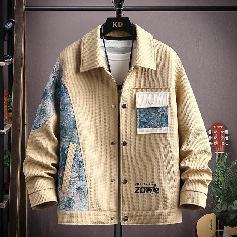 N0114 Men's trendy patchwork contrast color jacket