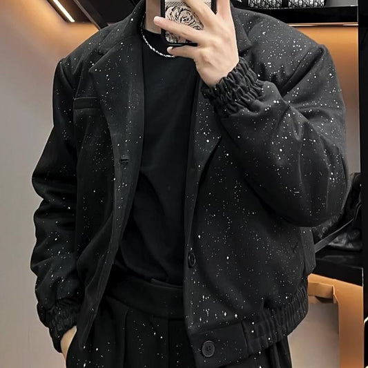 N1225 Starry sky thick warm woolen coat