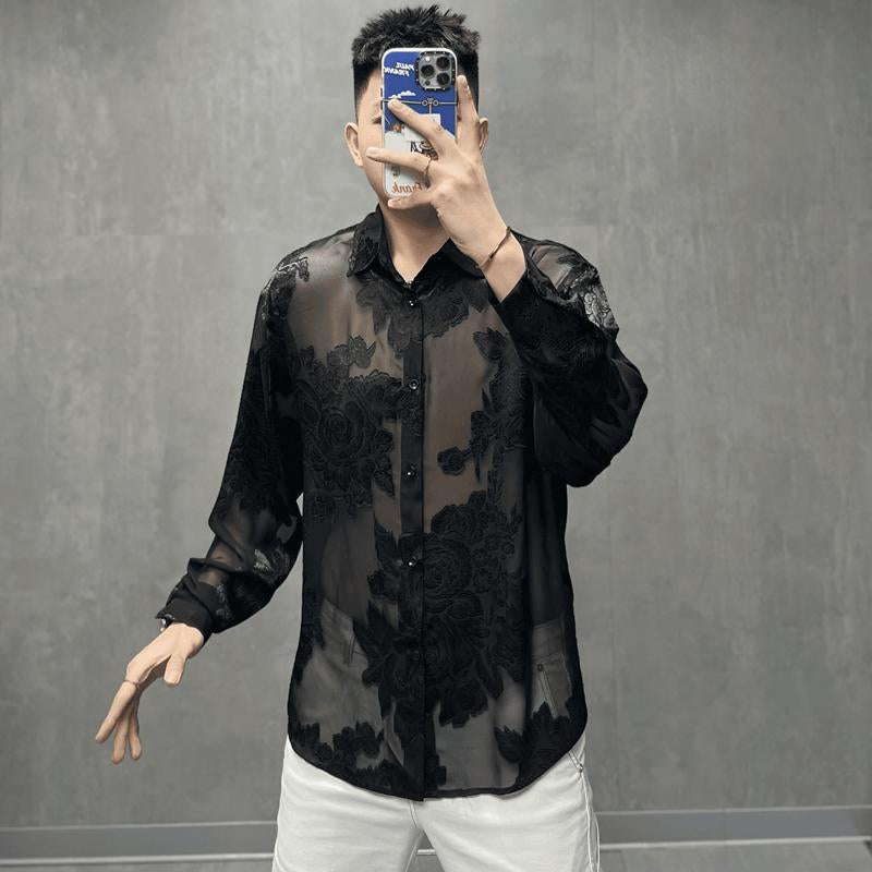 N0614 New summer jacquard sunscreen fashionable versatile shirt