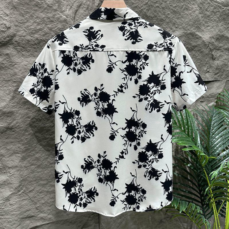N0807 Men's trendy printed loose short sleeves