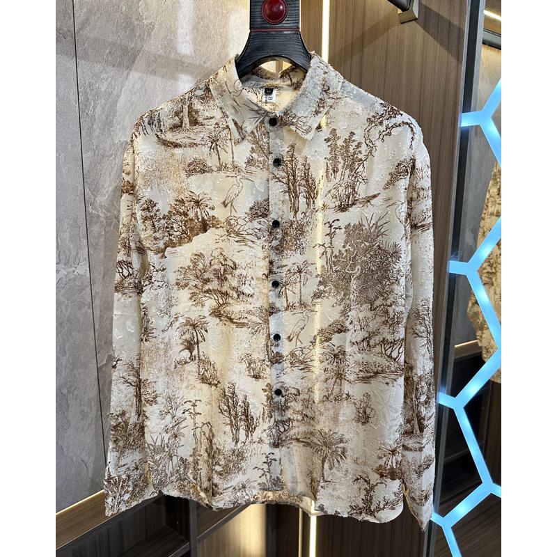 N0715 New style trendy jacquard personalized all-match casual tops for men