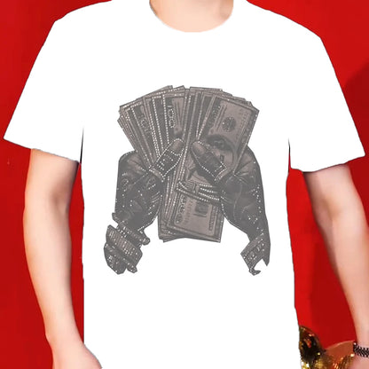 N0515 Men's trendy rhinestone short sleeves