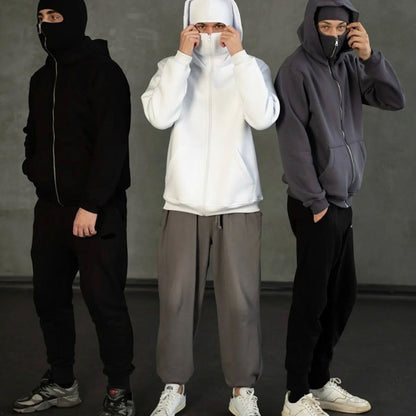 Zip-Up Double-Hooded Sweatshirt