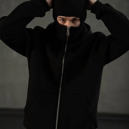Zip-Up Double-Hooded Sweatshirt