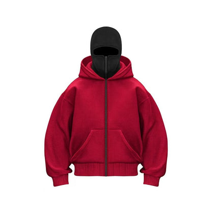 Zip-Up Double-Hooded Sweatshirt