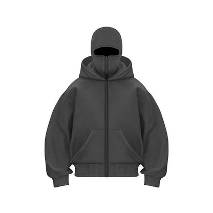 Zip-Up Double-Hooded Sweatshirt