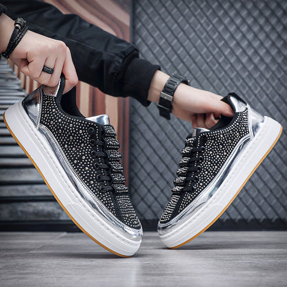 Men's spliced diamond casual sneakers