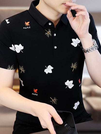 N0625 Summer fashion casual handsome lapel short sleeves