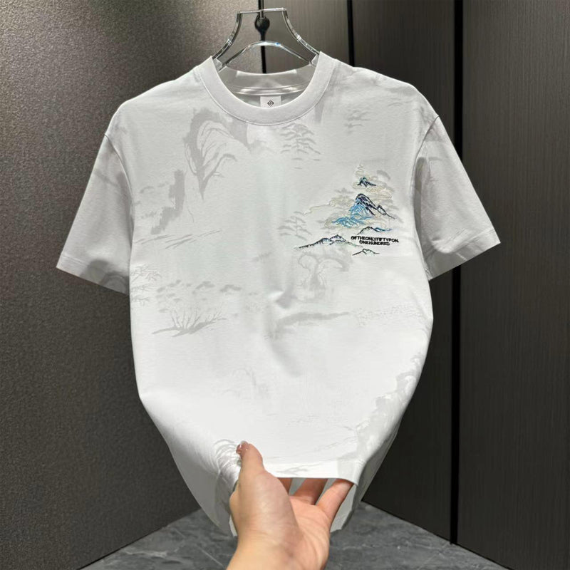 N0705 Summer men's embroidered casual all-match T-shirt