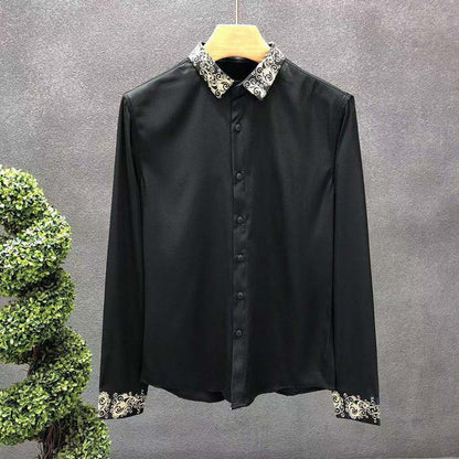 N0806 Men's embroidered stretch shirt