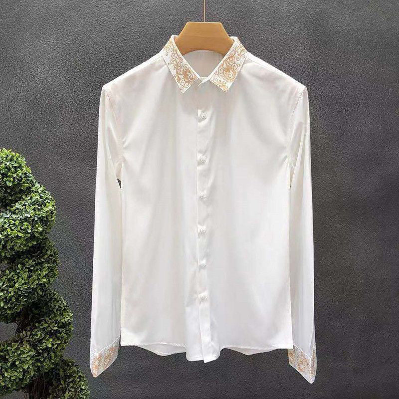 N0806 Men's embroidered stretch shirt