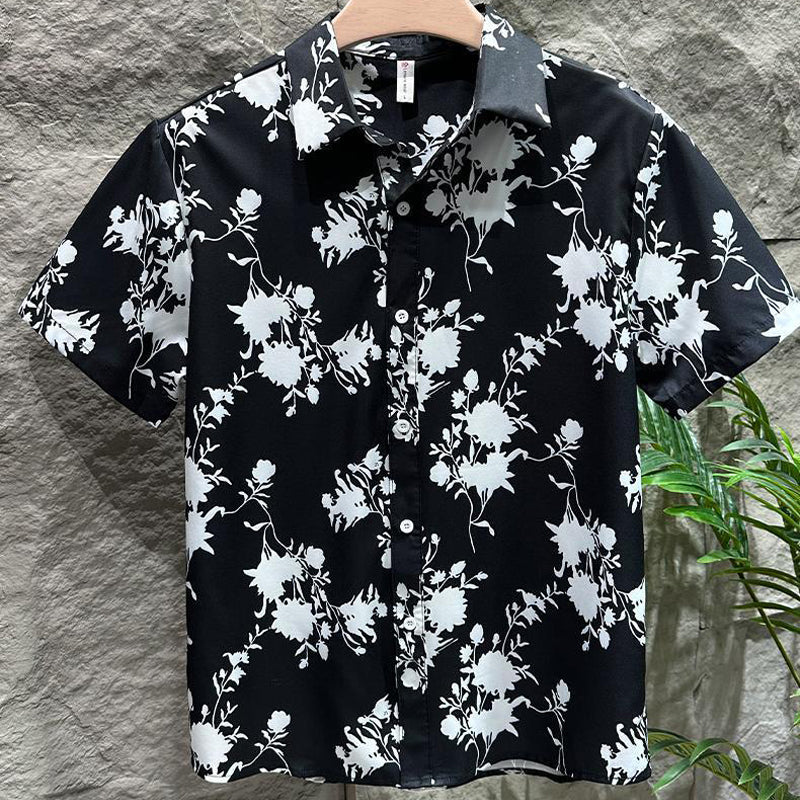 N0807 Men's trendy printed loose short sleeves