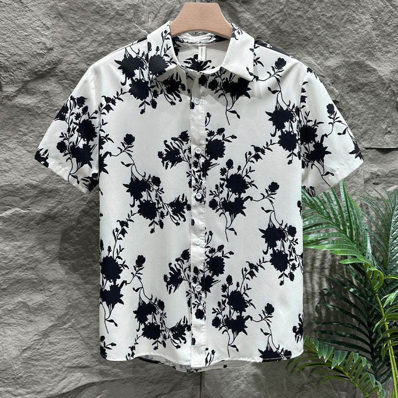 N0807 Men's trendy printed loose short sleeves