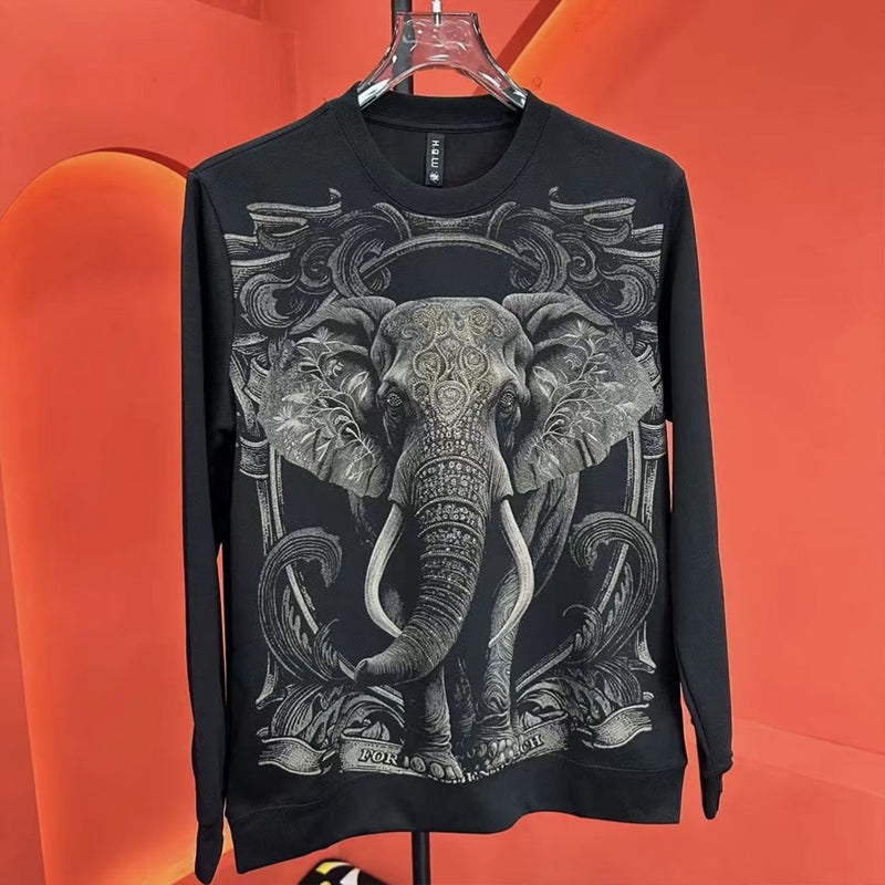 N0809 New Fashion Casual Elephant Print Sweatshirt