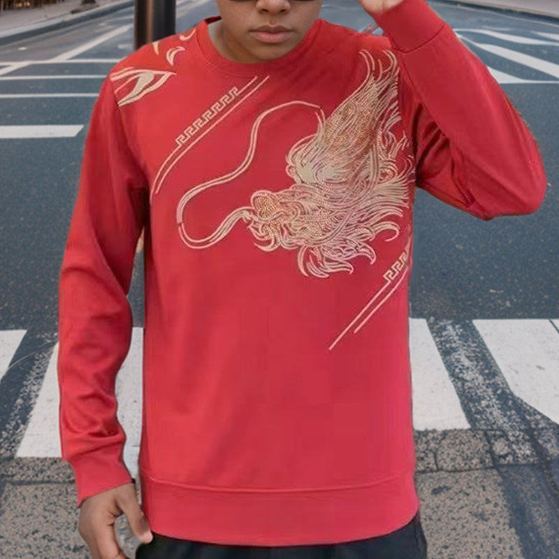 N0820 Men's dragon pattern top