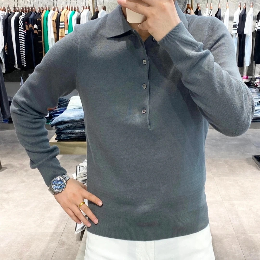 Long sleeve lapel sweater