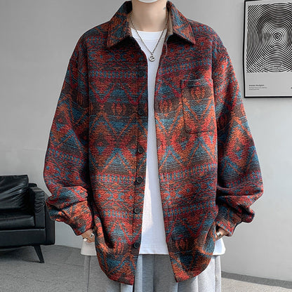 N1128 Men's Thick Vintage Printed Jacket