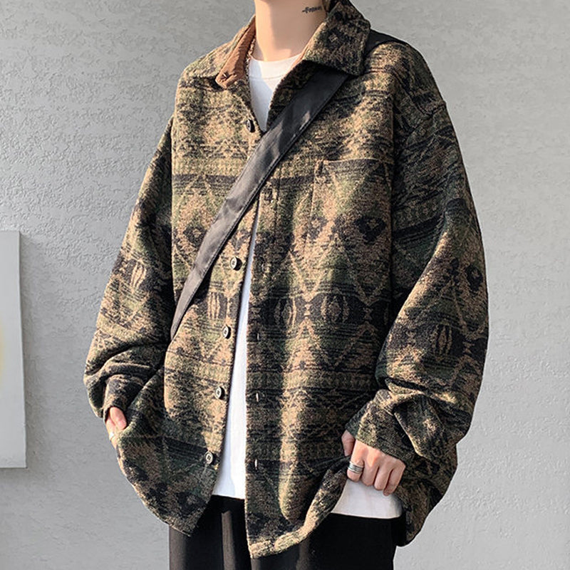 N1128 Men's Thick Vintage Printed Jacket