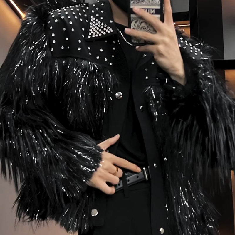 N1218 Men's fur diamond jacket