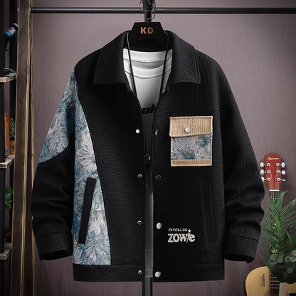 N0114 Men's trendy patchwork contrast color jacket