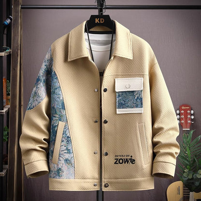N0114 Men's trendy patchwork contrast color jacket